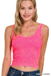 Zenana Washed Ribbed Seamless Cropped V-neck Tank Top