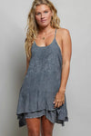 POL Embroidered Adjustable Strap Mini Dress