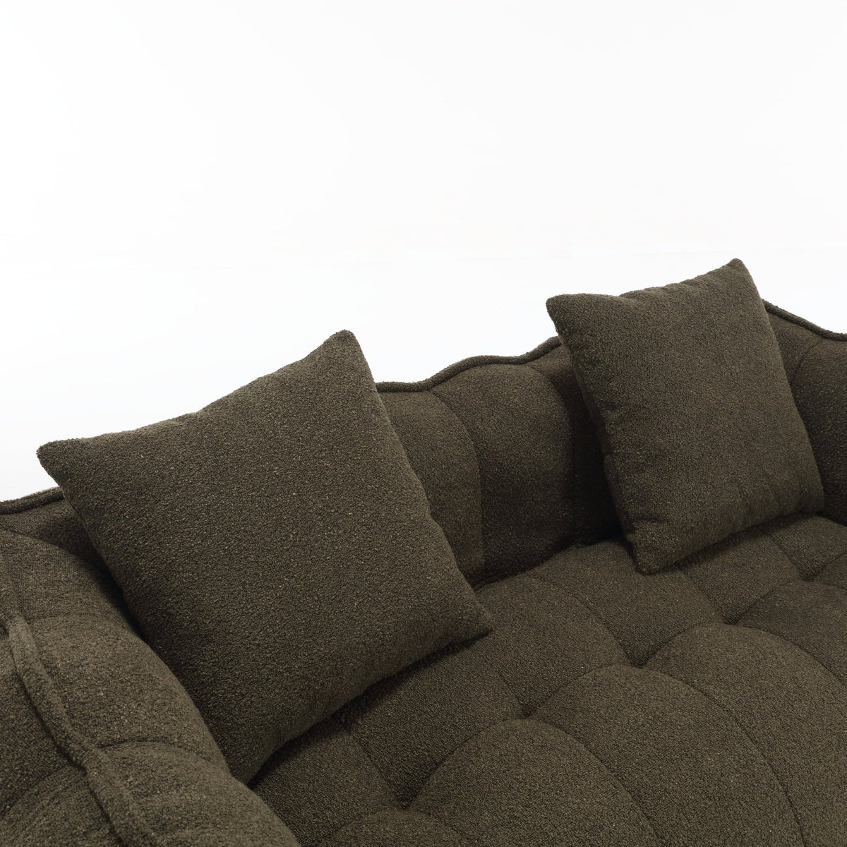 Cozy Beanbag Chair with High Resilience Foam Core for Two - Olive Green Chenille, 66x35x25 inches