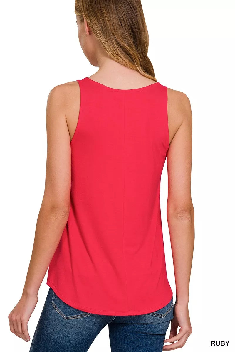 Zenana Flowy Hem Rayon Sleeveless Tank Top