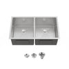 33'x19' Embedded Double Bowl Kitchen Sink, Undermount Handmade Sink in Brushed (Sink only)