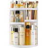 HEMTROY Makeup Organizer 360 rotating Adjustable Skincare Organizers with Brush Holder Cosmetics Display Cases for Vanity Bathroom Countertop Large Capacity Carousel Make up Caddy Shelf (White)