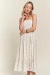 Smocked Floral Ruffled Hem Cami Dress For Women – Boho-Inspired Smocked Floral Cami Fluttering Dress with Playful Ruffled Hem