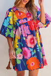 Modern Floral Print Tie Neck Dress Elegant & Timeless Colorful Dress