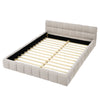 Modern Queen Size Upholstered Bed Frame with Headboard, Thick Chenille Fabric, Beige