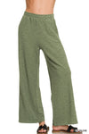 Zenana Cotton Slub Wide Leg Pants