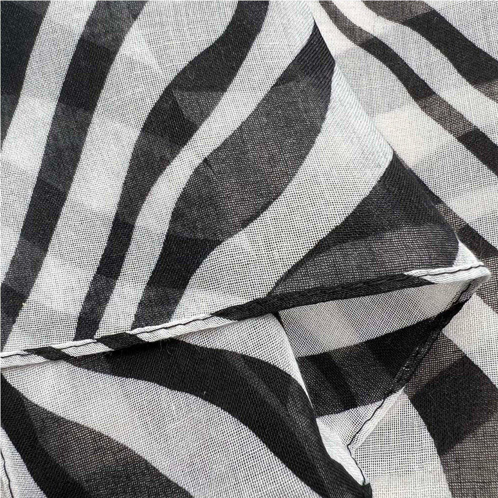 Lightweight Sheer Scarf ,Black White Monochrome Geometric Printed Modern Looks Scarf For Women And Men (See size chart where applicable)