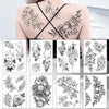 49 Sheets Waterproof Temporary Black Sketches Flowers Tattoo Stickers Flower Rose Tattoos For Women Adults