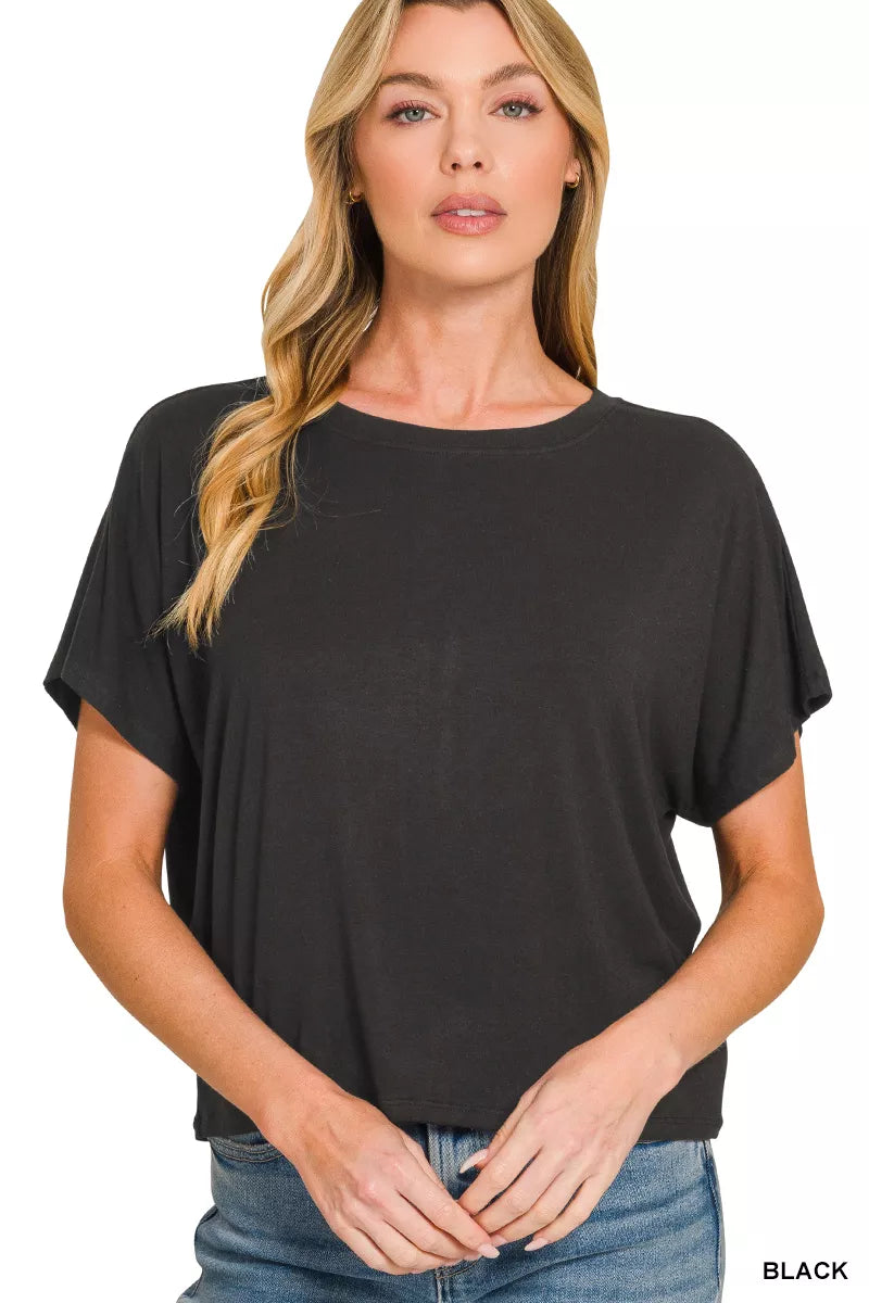 Zenana Round Neck Short Sleeve Cropped T-Shirt