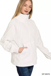 Zenana Half Zip Fleece Sweatshirt with kangaroo Pocket