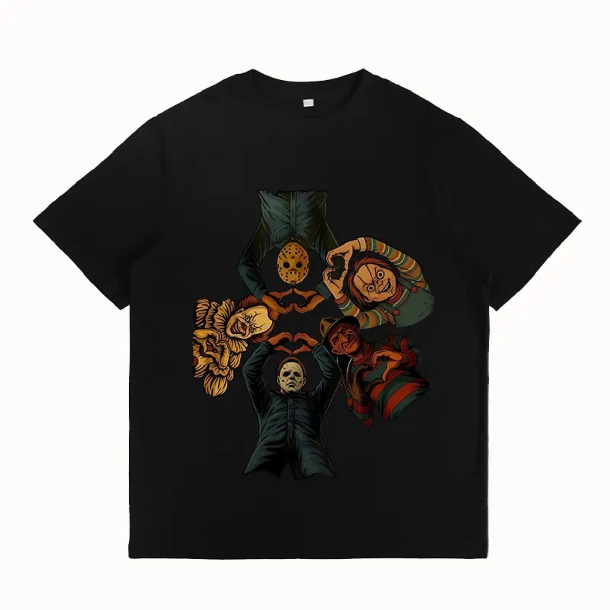 "Horror Friends" Halloween T-Shirt - Iconic Serial Killers Graphic Tee, Y2K Nostalgia Apparel
