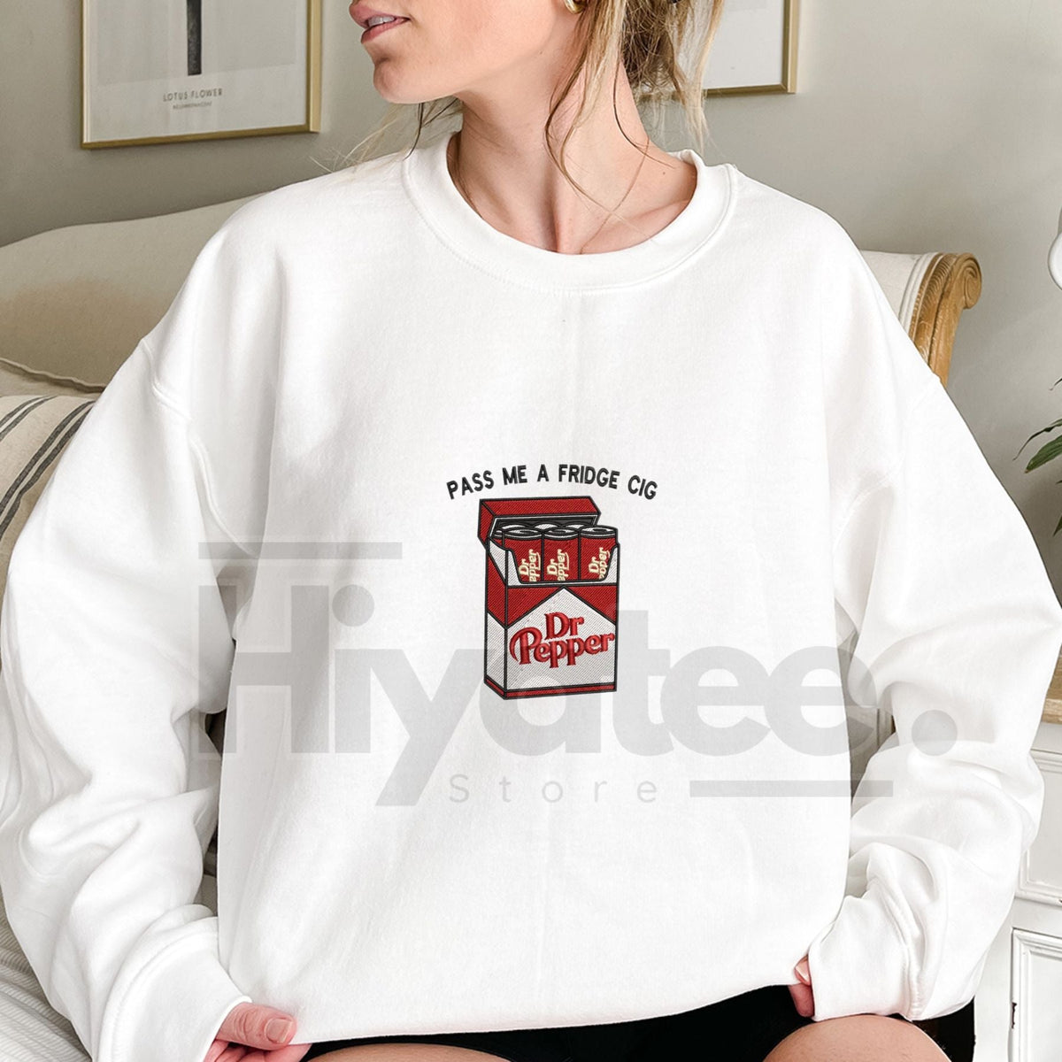 Red Soda Cigarette Pack Embroidered Sweatshirt – Funny "Fridge Cigs" Parody Crewneck