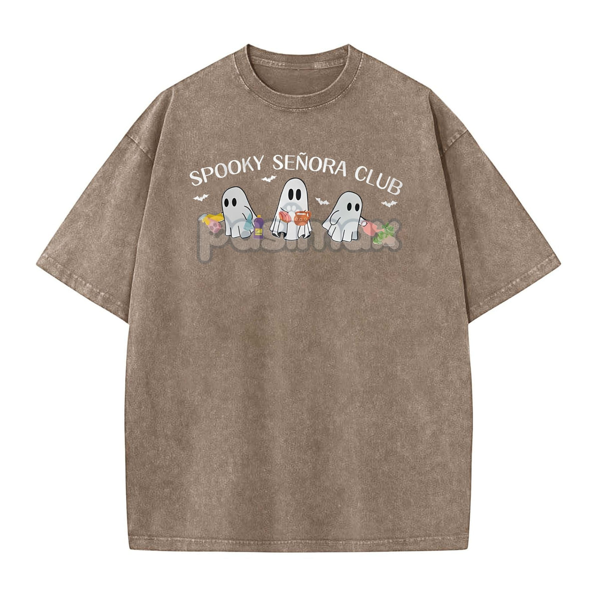 "Spooky Señora Club" Vintage Acid Wash T-Shirt – Unisex Graphic Shirt, Retro Vibe