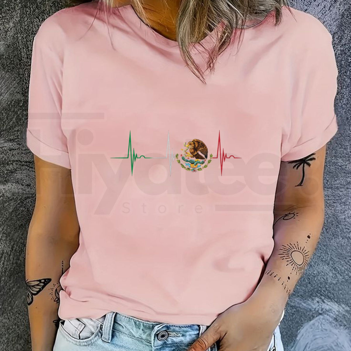 "Mexico Heartbeat EKG" – Mexican Pride Flag Emblem Graphic Top