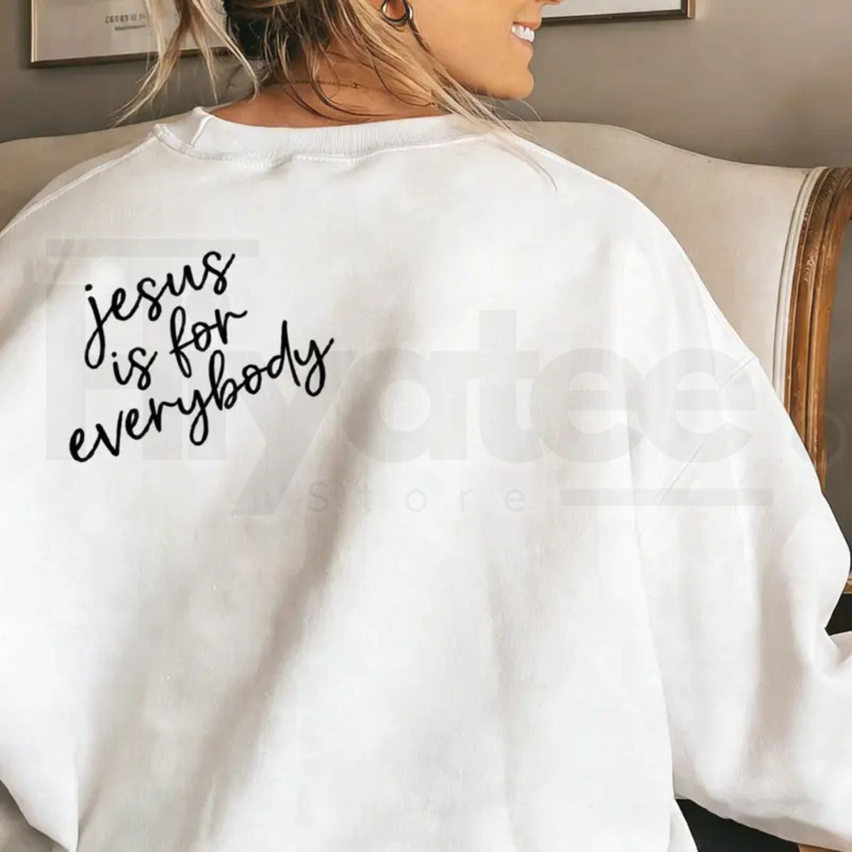 Jesus Is For Everybody Graphic Oversized Crewneck: Christian Faith Faith Casual Pullover