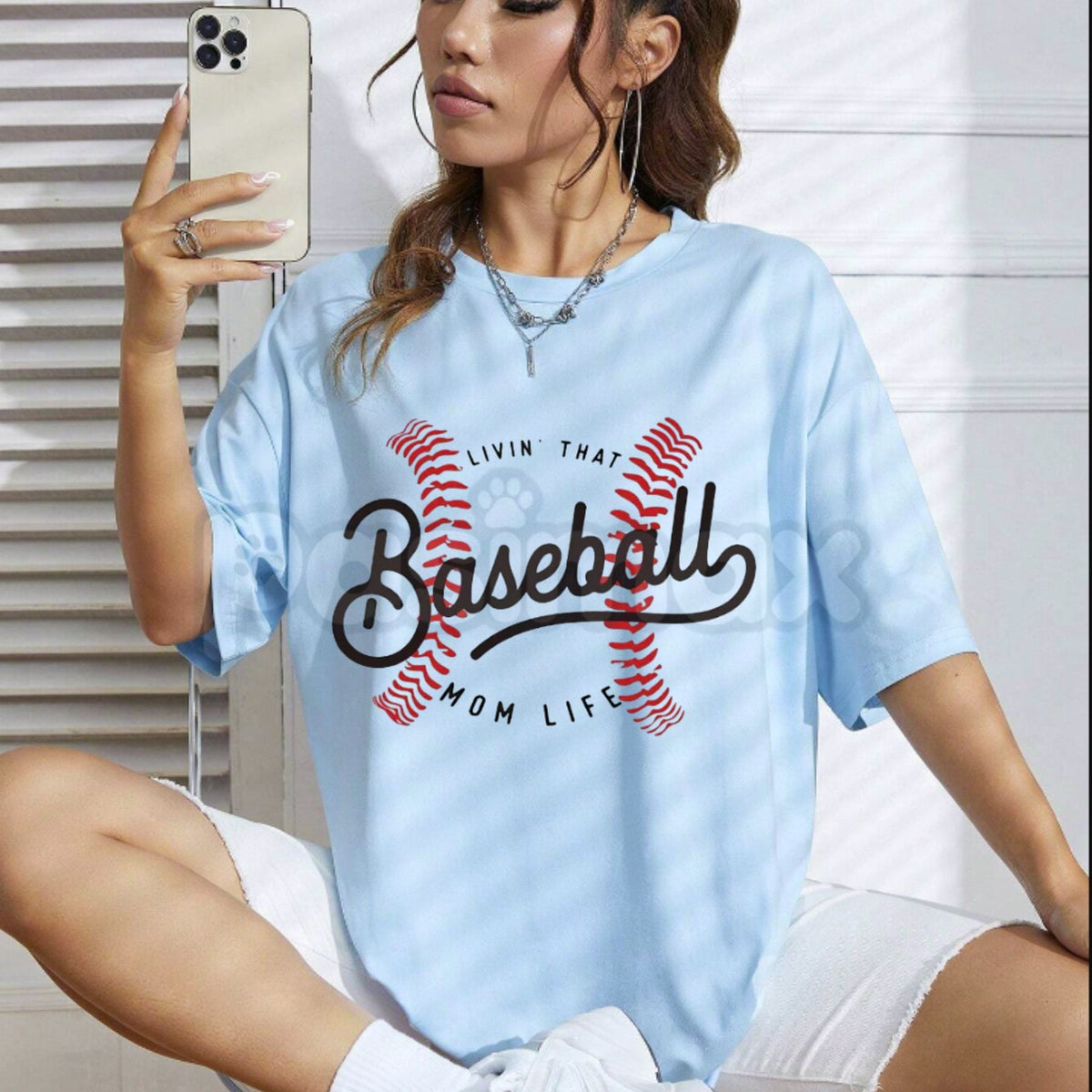 "Livin' That Baseball Mom Life" Short Sleeve Crew Neck - Premium 100% Cotton Baseball Mom Graphic Tee, Game Day Sports Mom Gift, Soft Lived-In Heavyweight Bleacher Life Shirt, Cactus & Clay Aesthetic Baseball Top, Made in USA Team Mom Apparel