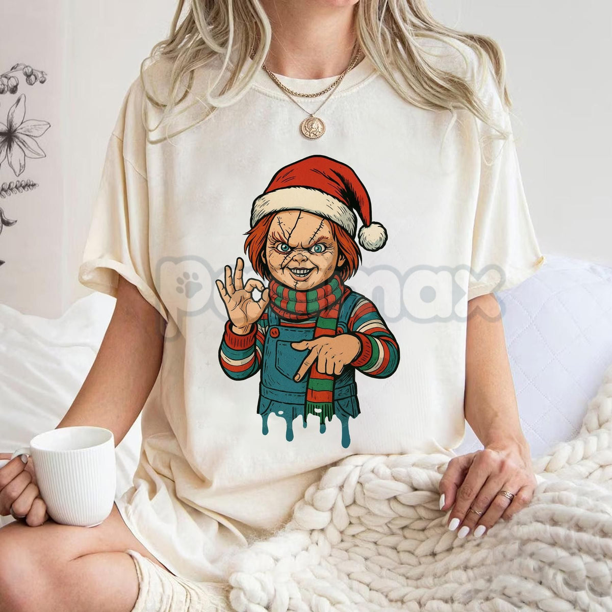 Merry Creepmas "Six Seven" Hand Sign T-Shirt - Funny Christmas 6 7 Tee, Dark Humor Holiday Apparel