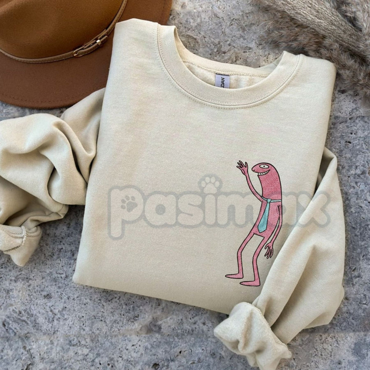 Pim & Charlie Smiling Friends Embroidered Crewneck – Funny Animation Sweatshirt