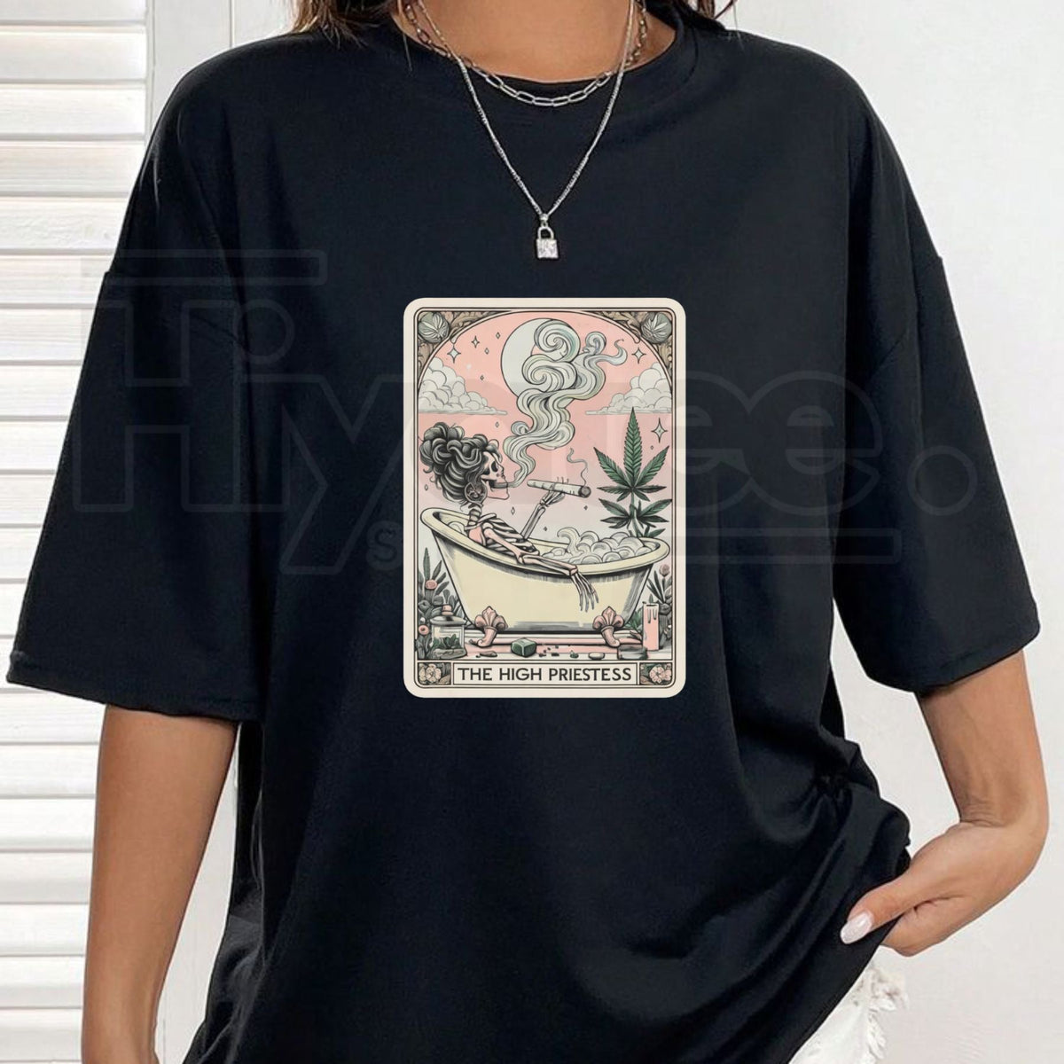 "The High Priestess" – Mystic Humorous Skeleton Tarot Card Graphic Top