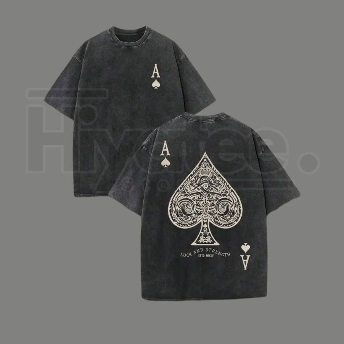 Luck and Strength Vintage Washed T-Shirt – 230G Heavy Cotton Double-Sided Graphic Tee