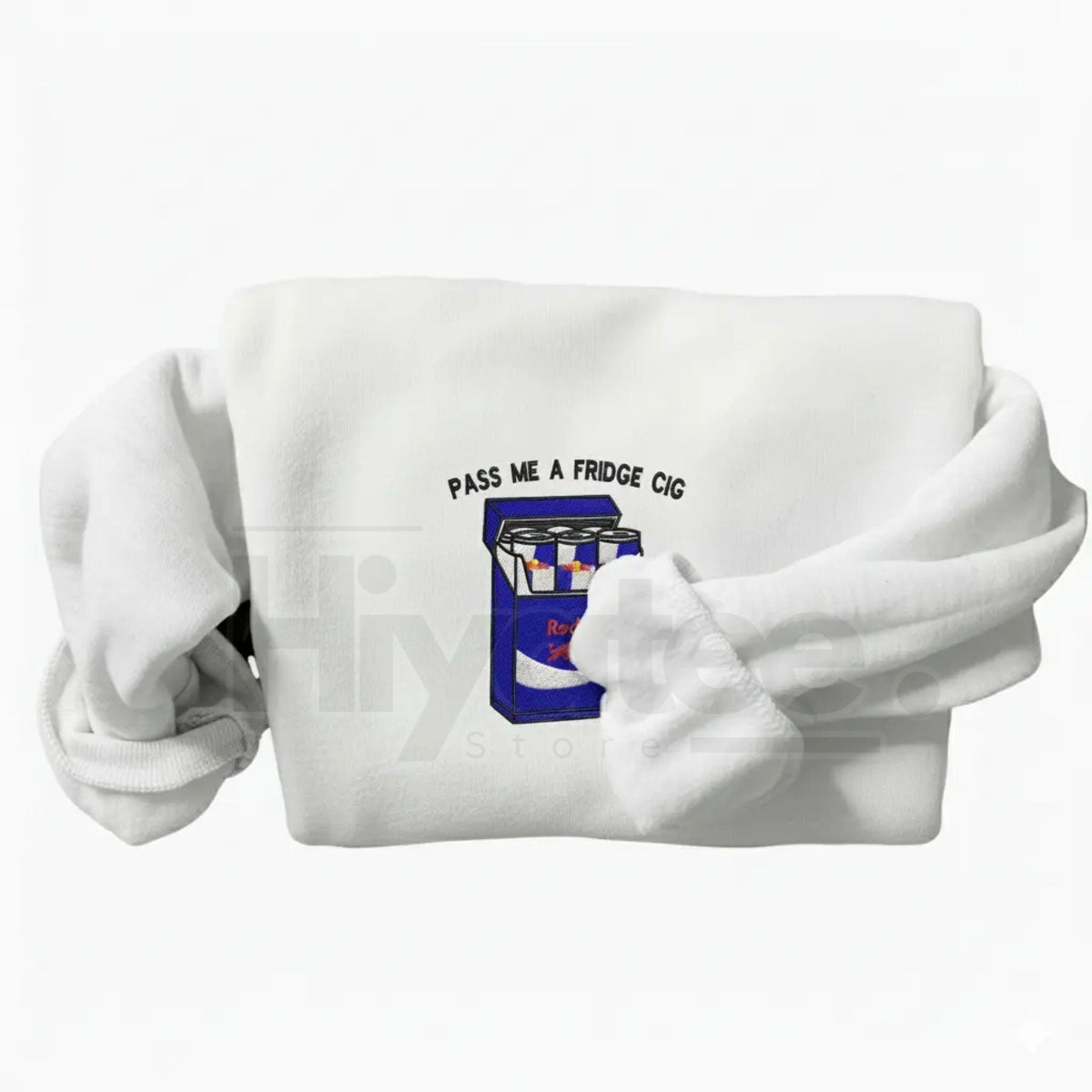 Funny "Pass Me A Fridge of Blue Soda" Embroidered Sweatshirt – Sarcastic Holiday Crewneck