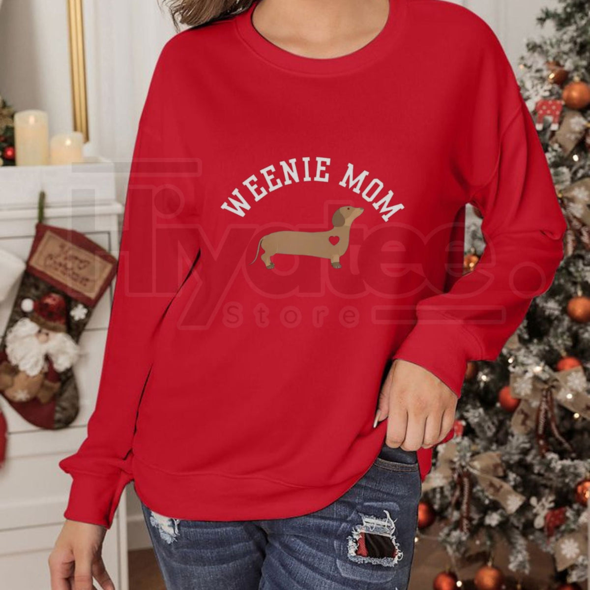 Dachshund Mom Sweatshirt: Weenie Mom Crewneck - Funny Wiener Dog Owner Gift
