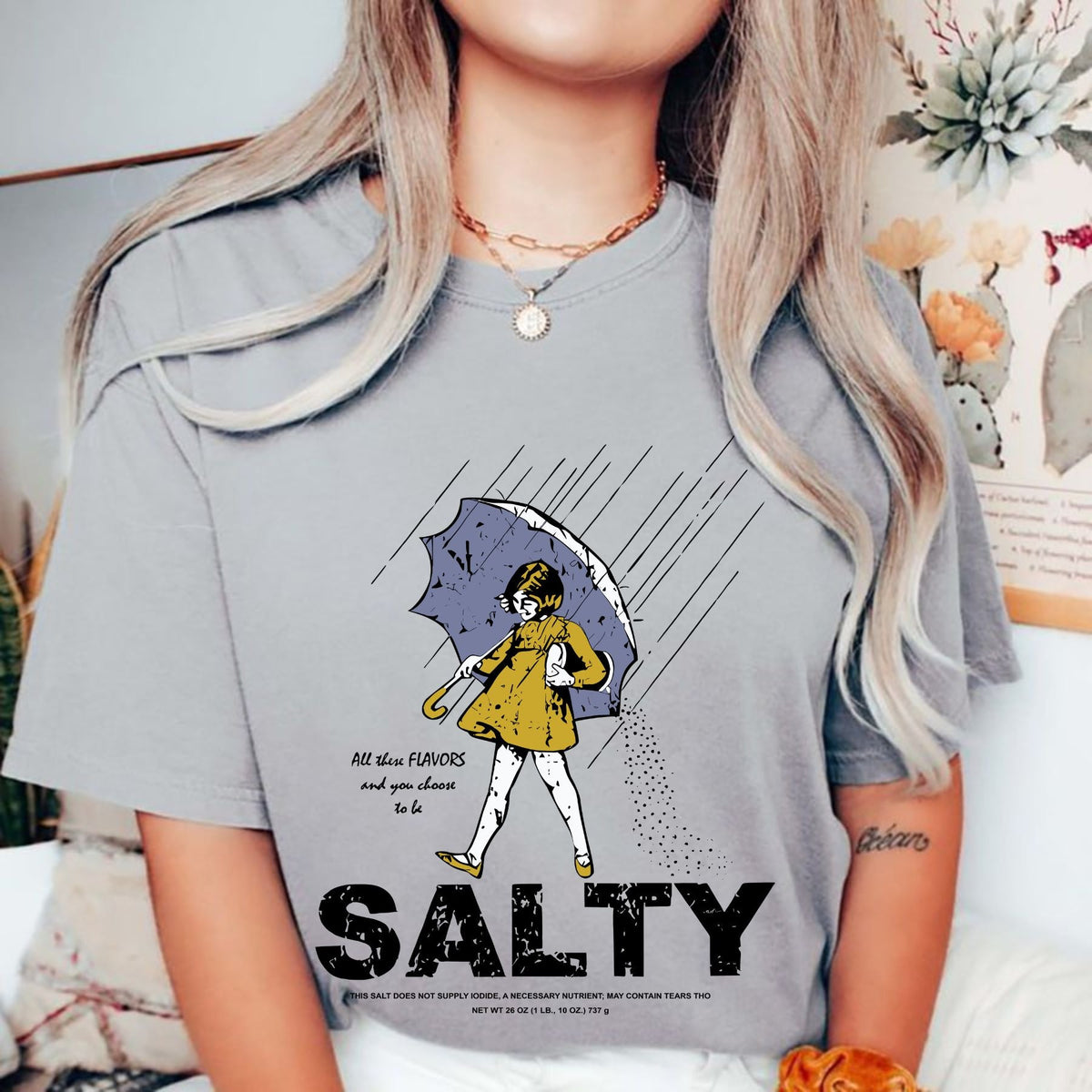 Women's Retro Salty Girl Shirt - Casual Summer Gift Tee, Vintage Beach Apparel