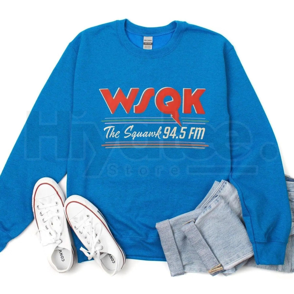 WSQK The Squawk 94.5 Radio Sweatshirt: Retro FM Radio Merch & Gift