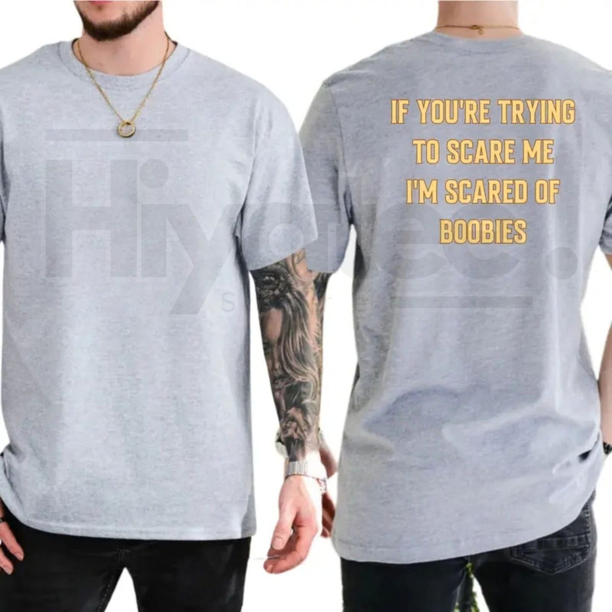 "I'm Scared Of Boobies" Funny T-Shirt – Humorous Adult Graphic Tee for Men