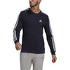 adidas Mens Essentials Fleece 3-Stripes Sweatshirt Ink/White Medium