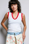 POL V-Neck Contrast Ribbed Sleeveless Tank