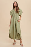 Smocked Puff Sleeve Midi Dress – Feminine Smocked Detailing, Puff Sleeves, and Midi Length for a Trendy and Elegant Look