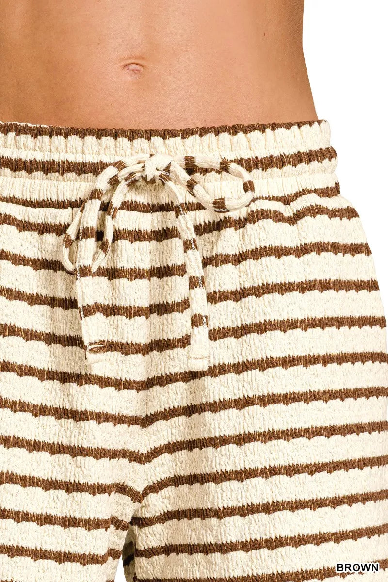 Zenana Striped Short Sleeve Tee & Shorts Set