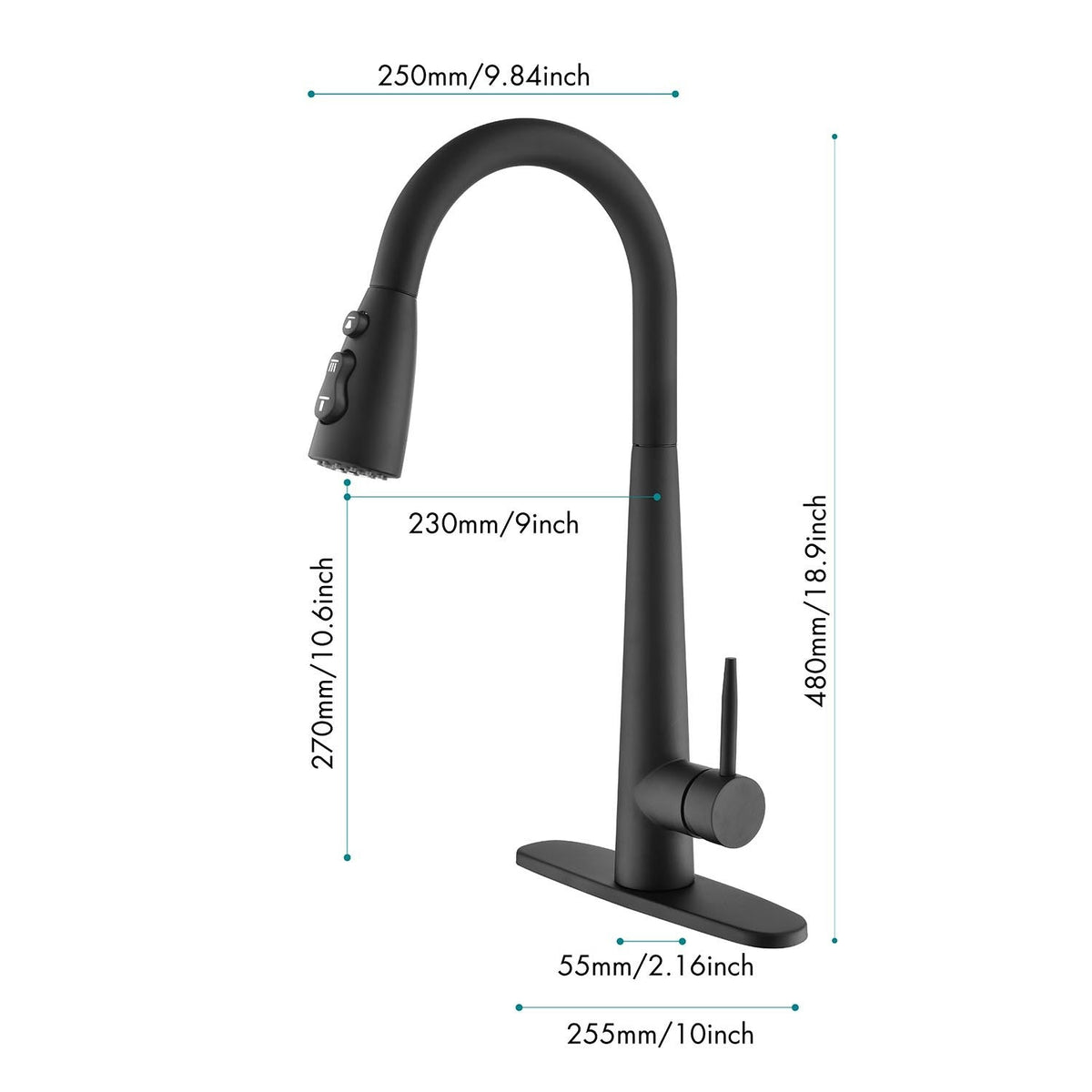 Single Handle Stainless Steel Kitchen Sink Faucet with Pull Down Sprayer