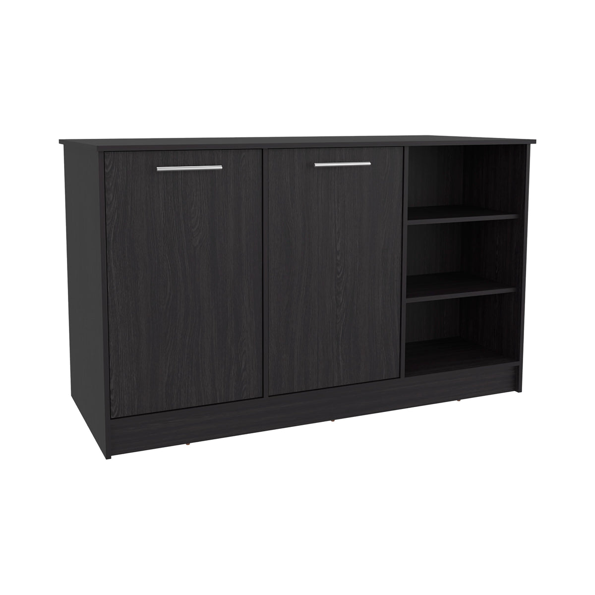 Kitchen Island Two Cabinets, Three Open Shelves
