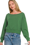 Zenana Fleece Boat-neck Sweatshirt