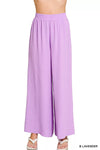 Zenana Woven Airflow Elastic Waistband Pants