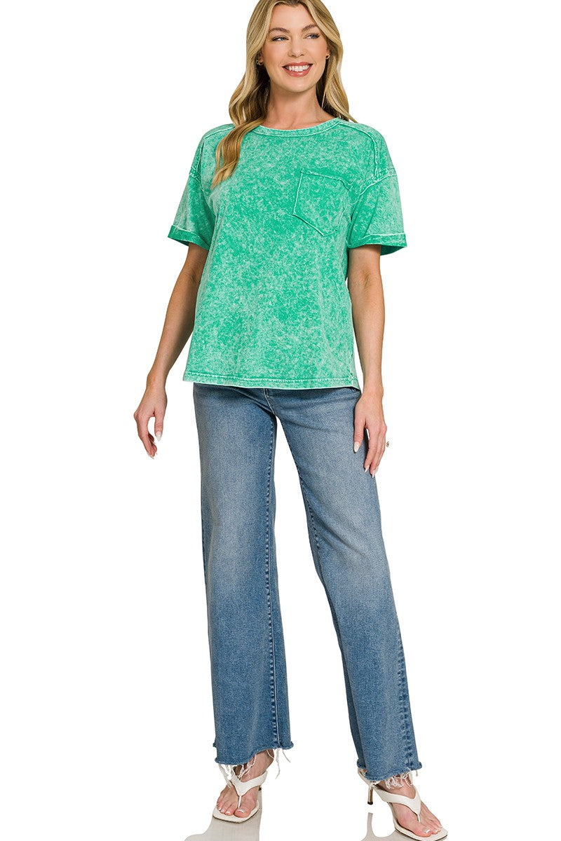 Zenana Halo Washed Relaxed Fit Tee