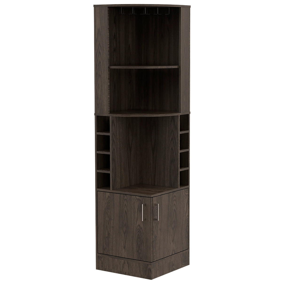 Seattle Bar Cabinet, Eight Bottle Cubbies, Two Large Open Shelves