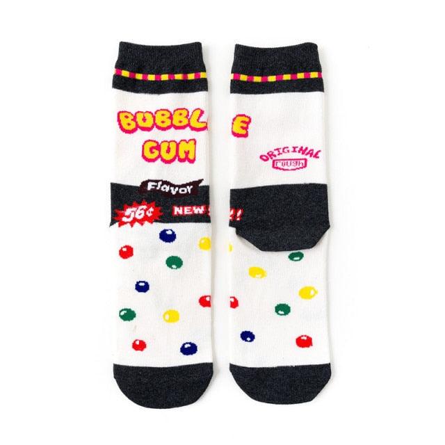 Women's Colorful Cotton Socks Fruits Banana Avocado Lemon Egg Cookie Donuts Food Happy Color Socks