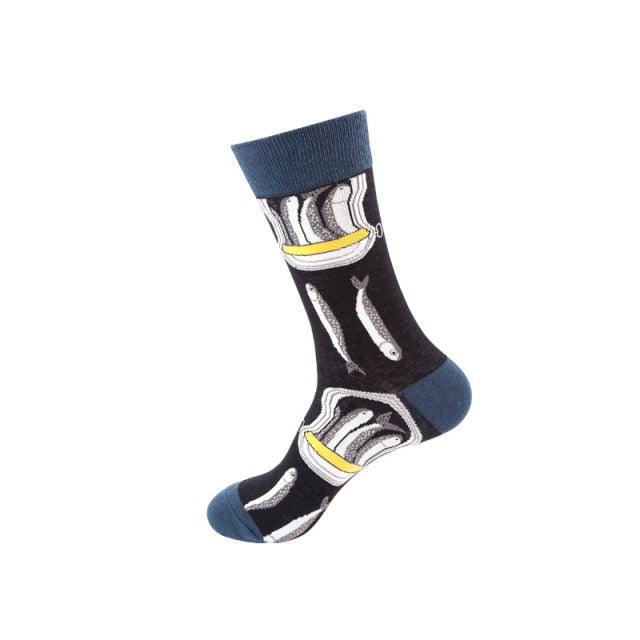 Women's Colorful Cotton Socks Fruits Banana Avocado Lemon Egg Cookie Donuts Food Happy Color Socks