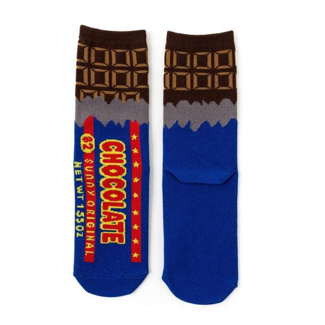 Women's Colorful Cotton Socks Fruits Banana Avocado Lemon Egg Cookie Donuts Food Happy Color Socks