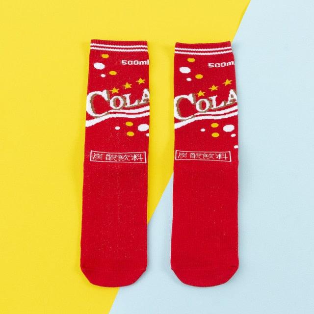Women's Colorful Cotton Socks Fruits Banana Avocado Lemon Egg Cookie Donuts Food Happy Color Socks