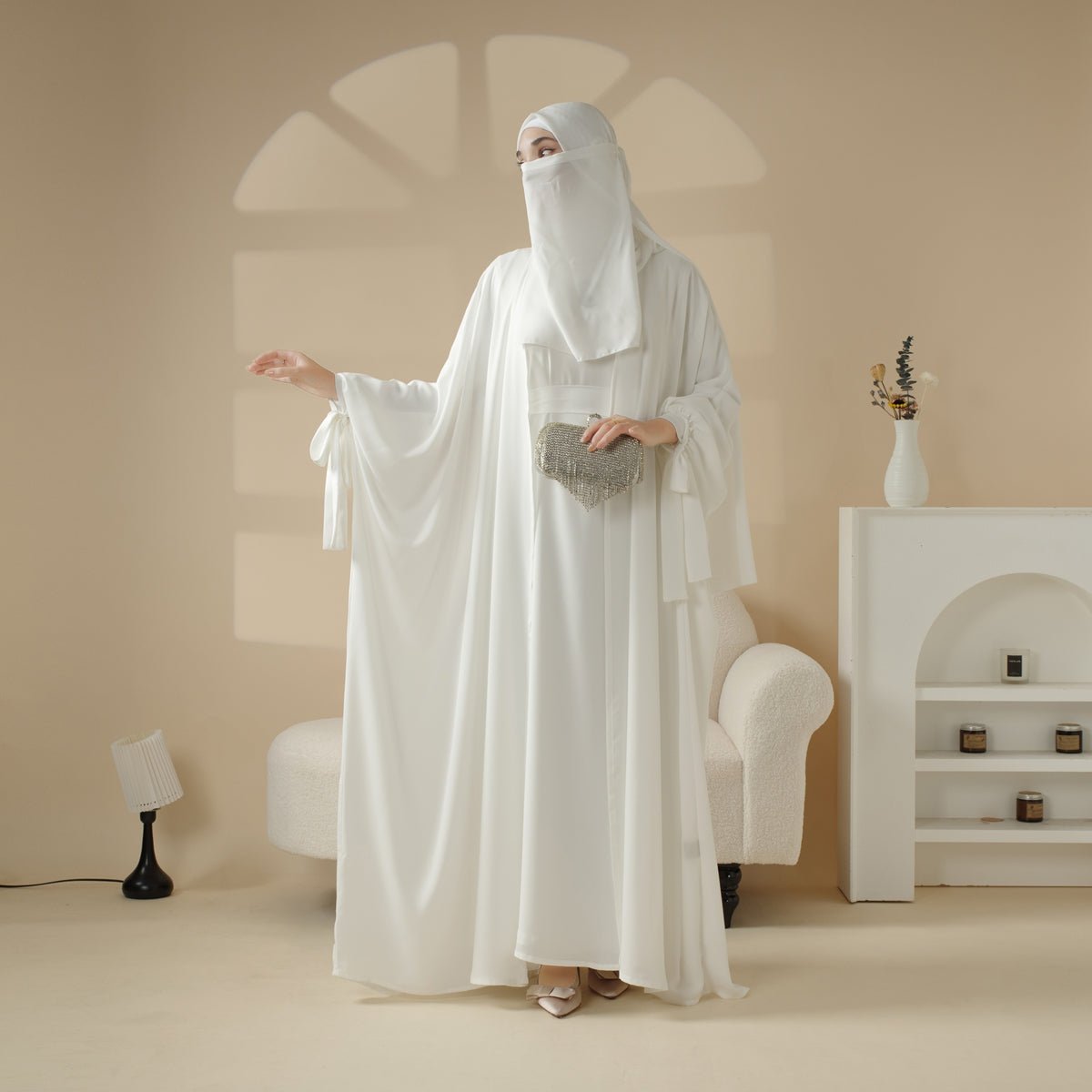 5-Piece Set Farasha Abaya, Premium Farasha Textured Open Abaya (MOA095)