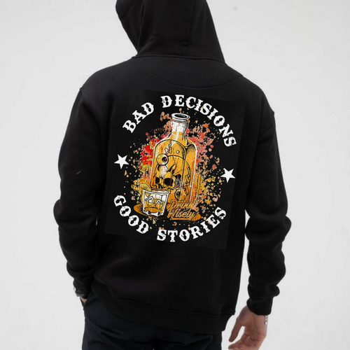 "Bad Decisions Good Stories" Halloween Hoodie – Gen X Pullover, Spooky Nostalgia