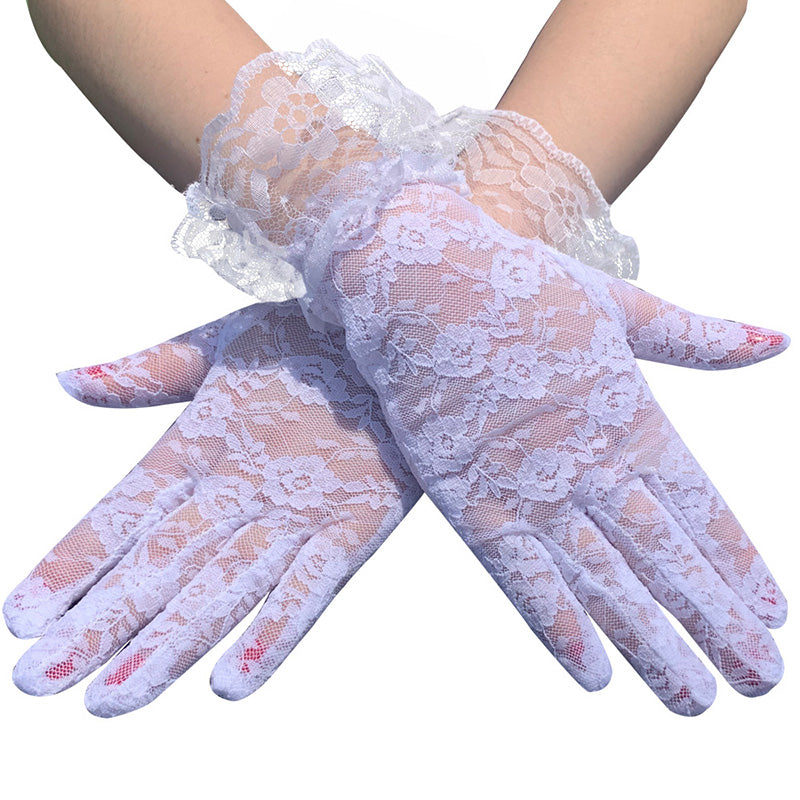 Lace lace short sun protection gloves