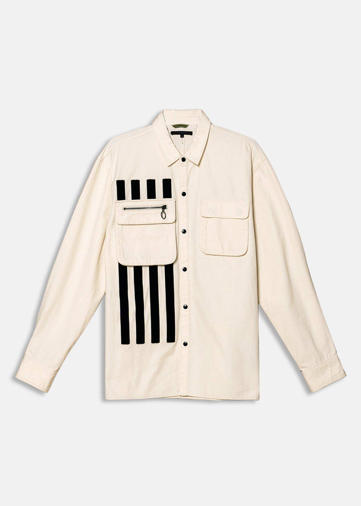 Men's Canvas Shirt With Bellow Pockets in Cream
