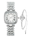 ADSBIAOYE Fashion Luxury Vintage Diamond Square Watch Digital dial Quartz Womens Watch (Silver C)