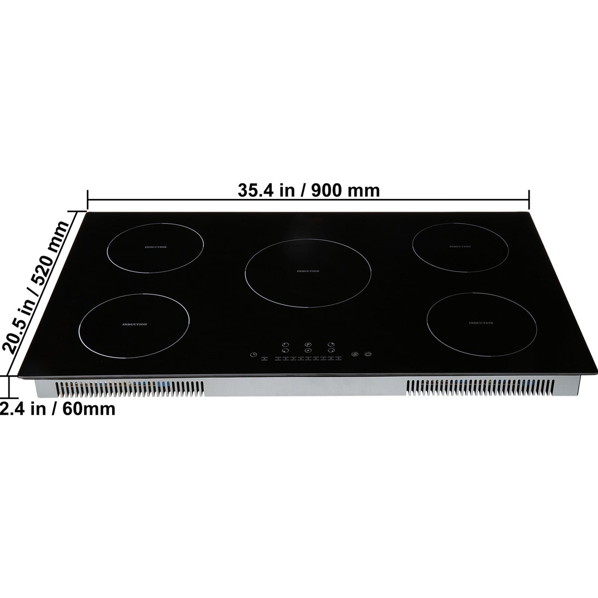 Electric Cooktop, 5 Burners, 36'' Induction Stove Top, Built-in Magnetic Cooktop 9200W, 9 Heating Level Multifunctional Burner, LED Touch Screen w/ Child Lock & Over-Temperature Protection