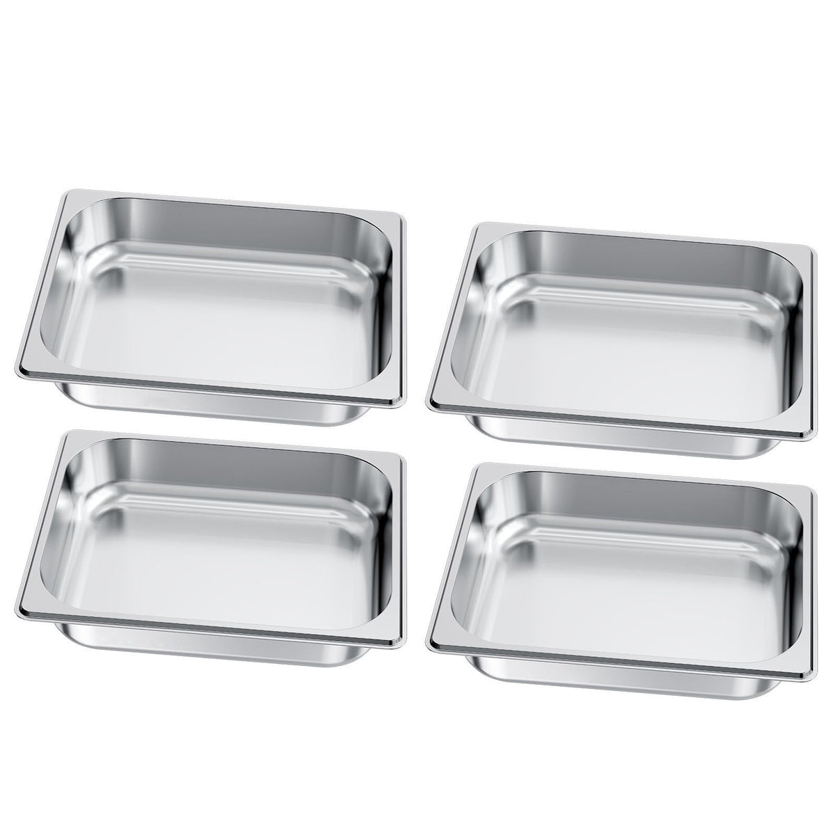 4 Pack Stainless Steam Hotel Pan, 1/2 Size Table Steam Pan, 2.5 Inch Deep Anti Jam Restaurant Supplies Reusable Rustproof Catering Storage for Home, Party, Restaurant, Hotel, Buffet